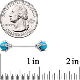 14G 5/8 Blue Turquoise Skeleton Hand Halloween Nipple Ring Set