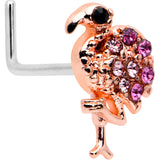 20G 7mm Pink Gem Rosy Fashion Flamingo L Shape Nose Ring
