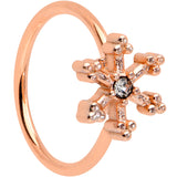 20G 5/16 Clear Gem Rose Gold Tone Sweet Snowflake Nose Hoop