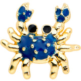 20G 1/4 Black Gem Gold Tone Blue Crab Nautical Nose Bone