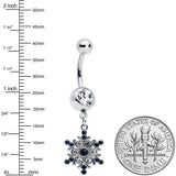 Clear Blue Gem Festive Snowflake Christmas Dangle Belly Ring