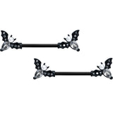 14G 5/8 Clear Gem Black Flying Bats Halloween Nipple Ring Set