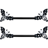 14G 5/8 Clear Gem Black Flying Bats Halloween Nipple Ring Set