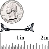 14G 5/8 Clear Gem Black Flying Bats Halloween Nipple Ring Set