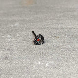 20G 1/4 Red Gem Black Steampunk Skeleton Heart Nose Bone