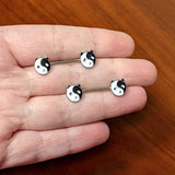 14G 9/16 Yin Yang Panda Bear Barbell Nipple Ring Set