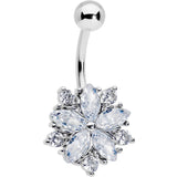 Clear CZ Gem Floral Burst Baroque Belly Ring
