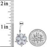 Clear CZ Gem Floral Burst Baroque Belly Ring