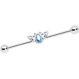 14G Aurora Gem Art Deco Style Waves Industrial Barbell 38mm