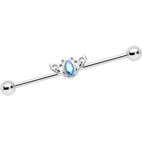 14G Aurora Gem Art Deco Style Waves Industrial Barbell 38mm