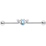 14G Aurora Gem Art Deco Style Waves Industrial Barbell 38mm