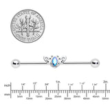 14G Aurora Gem Art Deco Style Waves Industrial Barbell 38mm