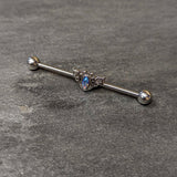 14G Aurora Gem Art Deco Style Waves Industrial Barbell 38mm