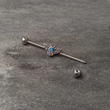 14G Aurora Gem Art Deco Style Waves Industrial Barbell 38mm
