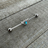 14G Aurora Gem Art Deco Style Waves Industrial Barbell 38mm