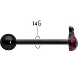 Black Classic Ladybug Top End Barbell Tongue Ring