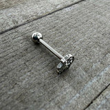 Clear CZ Gem Understated Hamsa Hand Barbell Tongue Ring