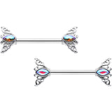 14G 9/16 Aurora Gem Deco Waves Barbell Nipple Ring Set