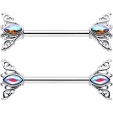14G 9/16 Aurora Gem Deco Waves Barbell Nipple Ring Set