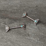 14G 9/16 Aurora Gem Deco Waves Barbell Nipple Ring Set