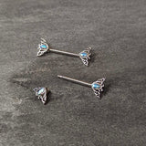 14G 9/16 Aurora Gem Deco Waves Barbell Nipple Ring Set