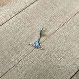 Aurora Gem Art Deco Scrollwork Ovals Double Mount Belly Ring