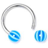 14G 7/16 Beach Ball Blue Stripe Horseshoe Circular Barbell
