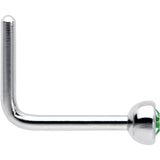 20G 1/4 Green Gem Press Fit L Shape Nose Ring