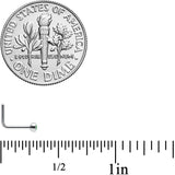 20G 1/4 Green Gem Press Fit L Shape Nose Ring