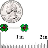 14G 9/16 Ladybug Shamrock St Patricks Day Barbell Nipple Ring Set