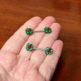14G 9/16 Ladybug Shamrock St Patricks Day Barbell Nipple Ring Set