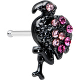 20G 1/4 Pink Gem Fashion Flamingo Black Nose Bone