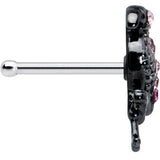 20G 1/4 Pink Gem Fashion Flamingo Black Nose Bone