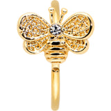 20G 5/16 Clear Gem Gold Tone Beauty Bee Nose Hoop