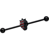 14G Clear Red Gem Black Skull Halloween Industrial Barbell 38mm