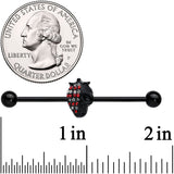 14G Clear Red Gem Black Skull Halloween Industrial Barbell 38mm