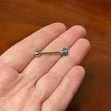 Blue Turquoise Skeleton Hand Halloween Barbell Tongue Ring