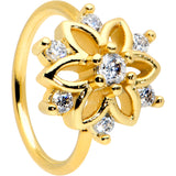 20G 5/16 Clear CZ Gem Gold Tone Flower Snowflake Nose Hoop