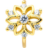 20G 5/16 Clear CZ Gem Gold Tone Flower Snowflake Nose Hoop