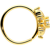 20G 5/16 Clear CZ Gem Gold Tone Flower Snowflake Nose Hoop