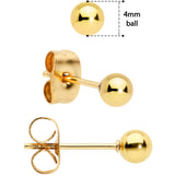 3mm 4mm 5mm Ball Gold Tone 316L Stainless Steel Stud Earrings 3 Pack