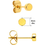 3mm 4mm 5mm Circle Gold Tone 316L Stainless Steel Stud Earrings 3 Pack
