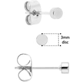 3mm 4mm 5mm Circle 316L Stainless Steel Stud Earrings 3 Pack