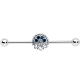 14G Blue Gem Abstract Arch Industrial Barbell 38mm