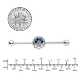 14G Blue Gem Abstract Arch Industrial Barbell 38mm