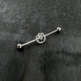 14G Blue Gem Abstract Arch Industrial Barbell 38mm