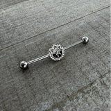 14G Blue Gem Abstract Arch Industrial Barbell 38mm