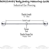 14G Blue Gem Rose Gold Tone Glamour Flare Industrial Barbell 38mm