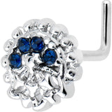 20G 7mm Blue Clear Gem Abstract Arch L Shape Nose Ring