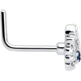 20G 7mm Blue Clear Gem Abstract Arch L Shape Nose Ring